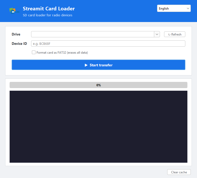 Streamit Card Loader main window